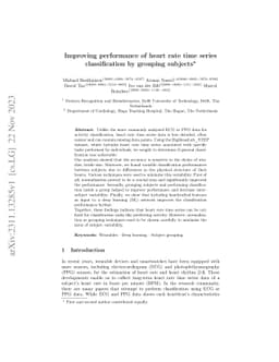 Improving performance of heart rate time series classification by
  grouping subjects