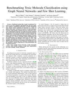 Benchmarking Toxic Molecule Classification using Graph Neural Networks
  and Few Shot Learning