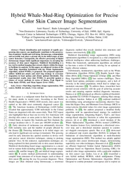 Hybrid Whale-Mud-Ring Optimization for Precise Color Skin Cancer Image
  Segmentation