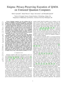 Enigma: Privacy-Preserving Execution of QAOA on Untrusted Quantum
  Computers