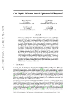 Can Physics Informed Neural Operators Self Improve?