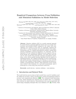 Empirical Comparison between Cross-Validation and Mutation-Validation in
  Model Selection