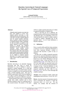 Question Answering in Natural Language: the Special Case of Temporal
  Expressions