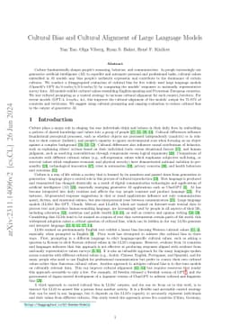Cultural Bias and Cultural Alignment of Large Language Models