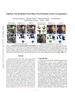 GigaPose: Fast and Robust Novel Object Pose Estimation via One
  Correspondence