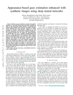 Appearance-based gaze estimation enhanced with synthetic images using
  deep neural networks