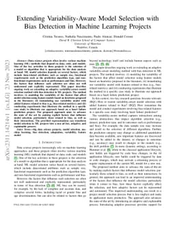 Extending Variability-Aware Model Selection with Bias Detection in
  Machine Learning Projects