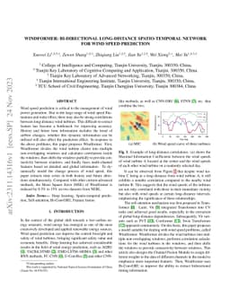 Windformer:Bi-Directional Long-Distance Spatio-Temporal Network For Wind
  Speed Prediction