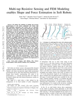 Multi-tap Resistive Sensing and FEM Modeling enables Shape and Force
  Estimation in Soft Robots