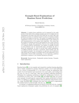 Example-Based Explanations of Random Forest Predictions