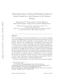 Optimal Strategies to Perform Multilingual Analysis of Social Content
  for a Novel Dataset in the Tourism Domain