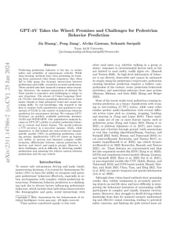 GPT-4V Takes the Wheel: Promises and Challenges for Pedestrian Behavior
  Prediction