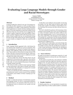 Evaluating Large Language Models through Gender and Racial Stereotypes