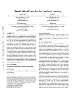Class Gradient Projection For Continual Learning