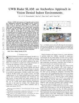 UWB Radar SLAM: an Anchorless Approach in Vision Denied Indoor
  Environments