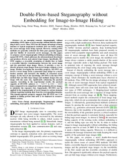 Double-Flow-based Steganography without Embedding for Image-to-Image
  Hiding