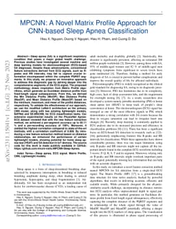 MPCNN: A Novel Matrix Profile Approach for CNN-based Sleep Apnea
  Classification