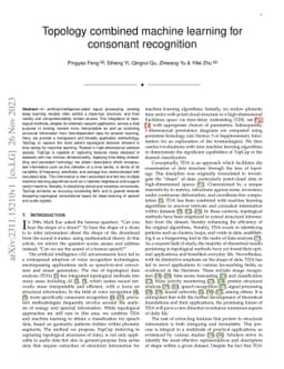 Topology combined machine learning for consonant recognition