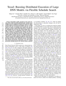 Tessel: Boosting Distributed Execution of Large DNN Models via Flexible
  Schedule Search
