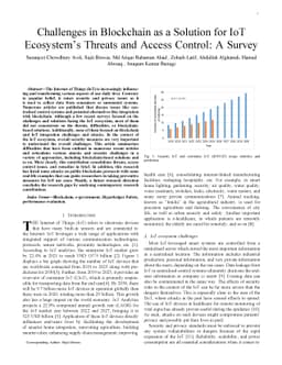 Challenges in Blockchain as a Solution for IoT Ecosystem Threats and
  Access Control: A Survey