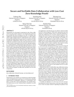 Secure and Verifiable Data Collaboration with Low-Cost Zero-Knowledge
  Proofs