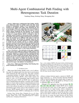 Multi-Agent Combinatorial Path Finding with Heterogeneous Task Duration