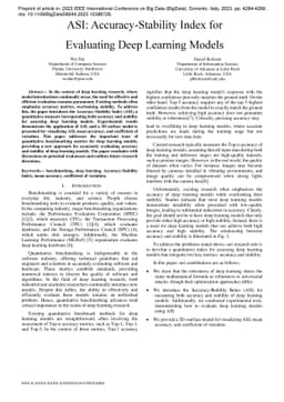 ASI: Accuracy-Stability Index for Evaluating Deep Learning Models