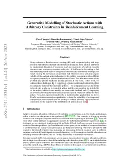 Generative Modelling of Stochastic Actions with Arbitrary Constraints in
  Reinforcement Learning