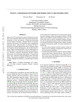 TD-Net: A Tri-domain network for sparse-view CT reconstruction