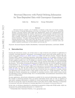 Structural Discovery with Partial Ordering Information for
  Time-Dependent Data with Convergence Guarantees