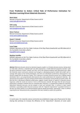 From Prediction to Action: Critical Role of Performance Estimation for
  Machine-Learning-Driven Materials Discovery