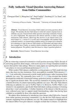 Fully Authentic Visual Question Answering Dataset from Online
  Communities