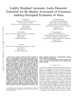 Lightly Weighted Automatic Audio Parameter Extraction for the Quality
  Assessment of Consensus Auditory-Perceptual Evaluation of Voice