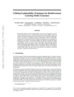 Utilizing Explainability Techniques for Reinforcement Learning Model
  Assurance