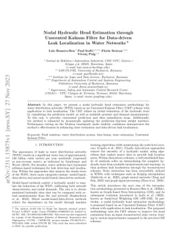 Nodal Hydraulic Head Estimation through Unscented Kalman Filter for
  Data-driven Leak Localization in Water Networks