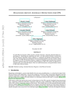 Diagnosis driven Anomaly Detection for CPS