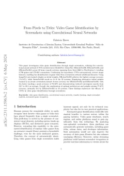 From Pixels to Titles: Video Game Identification by Screenshots using Convolutional Neural Networks