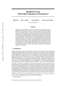 Should We Learn Most Likely Functions or Parameters?