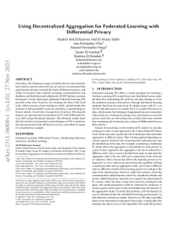 Using Decentralized Aggregation for Federated Learning with Differential
  Privacy