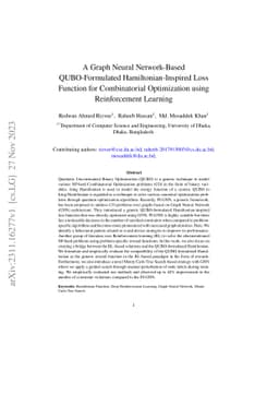 A Graph Neural Network-Based QUBO-Formulated Hamiltonian-Inspired Loss
  Function for Combinatorial Optimization using Reinforcement Learning