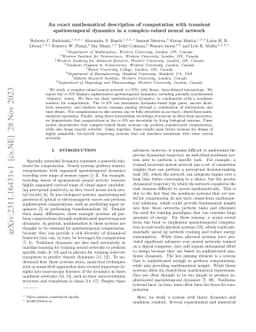 An exact mathematical description of computation with transient
  spatiotemporal dynamics in a complex-valued neural network