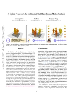 A Unified Framework for Multimodal, Multi-Part Human Motion Synthesis