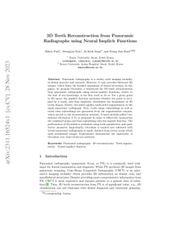 3D Teeth Reconstruction from Panoramic Radiographs using Neural Implicit
  Functions