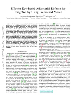 Efficient Key-Based Adversarial Defense for ImageNet by Using
  Pre-trained Model