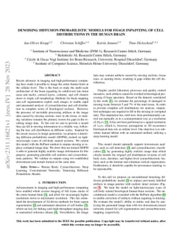 Denoising Diffusion Probabilistic Models for Image Inpainting of Cell
  Distributions in the Human Brain