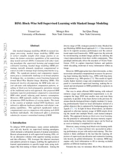 BIM: Block-Wise Self-Supervised Learning with Masked Image Modeling