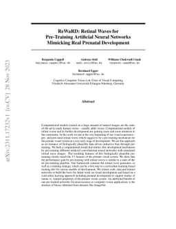 ReWaRD: Retinal Waves for Pre-Training Artificial Neural Networks
  Mimicking Real Prenatal Development