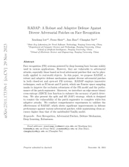 RADAP: A Robust and Adaptive Defense Against Diverse Adversarial Patches
  on Face Recognition