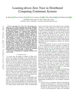 Learning-driven Zero Trust in Distributed Computing Continuum Systems