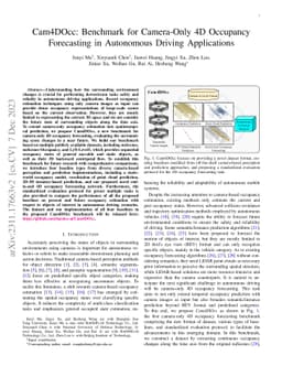 Cam4DOcc: Benchmark for Camera-Only 4D Occupancy Forecasting in
  Autonomous Driving Applications